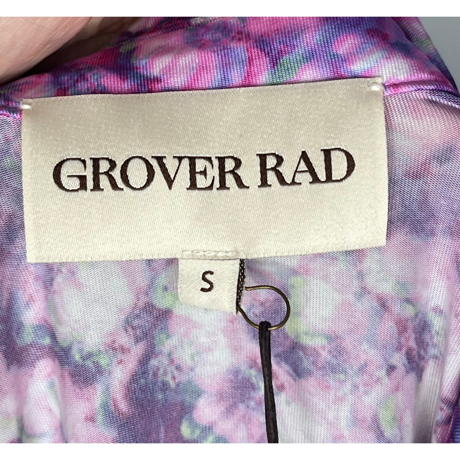 Grover Rad Sz S Small Purple Haze Watercolor Floral Button Front Shirt Top Nwt — image 3 of 8